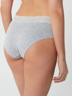 Best Next Midi Cotton Lace Knickers 4 Pack White/Black/Grey