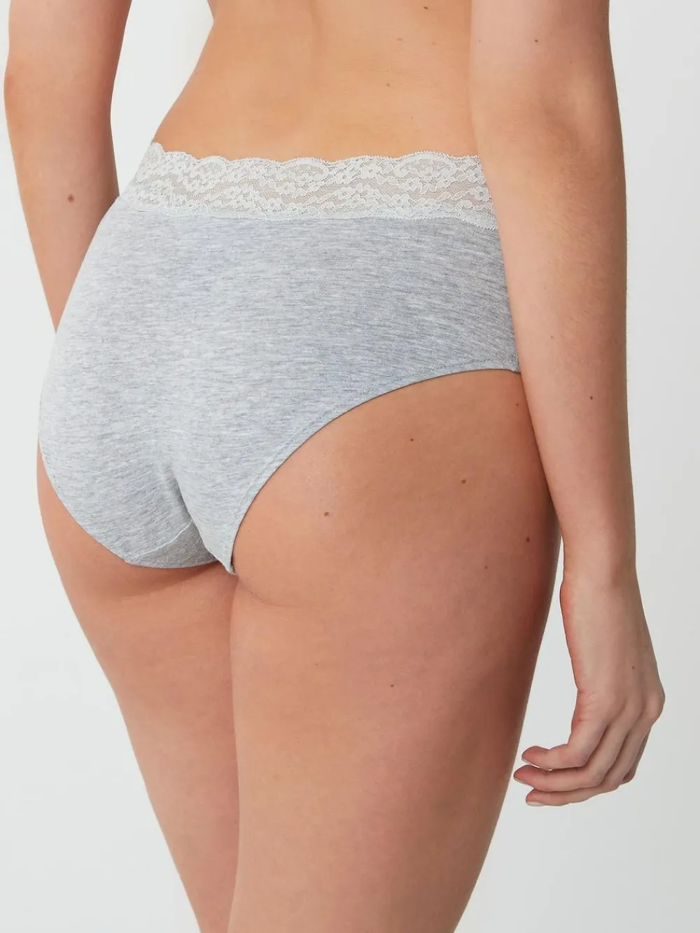 Best Next Midi Cotton Lace Knickers 4 Pack White/Black/Grey