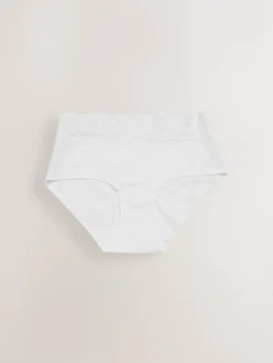 Best Next Midi Cotton Lace Knickers 4 Pack White/Black/Grey