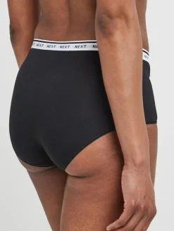 Online Next White/Black/Grey Midi Cotton Logo Knickers 4 Pack