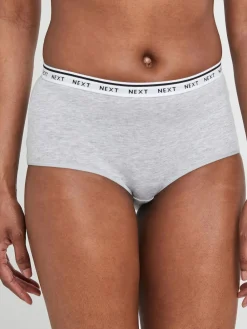 Online Next White/Black/Grey Midi Cotton Logo Knickers 4 Pack
