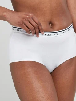 Online Next White/Black/Grey Midi Cotton Logo Knickers 4 Pack