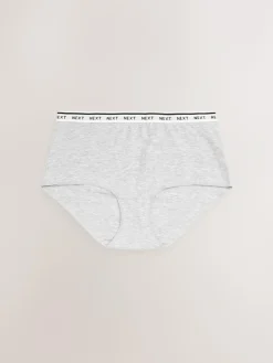 Online Next White/Black/Grey Midi Cotton Logo Knickers 4 Pack