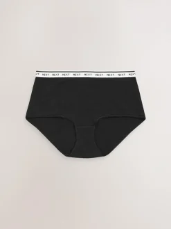 Online Next White/Black/Grey Midi Cotton Logo Knickers 4 Pack