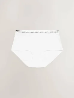 Online Next White/Black/Grey Midi Cotton Logo Knickers 4 Pack