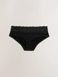 Hot Next White/Black/Grey Short Cotton Lace Knickers 4 Pack