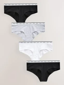 Next Short Cotton Logo Knickers 4 Pack^Women Panties