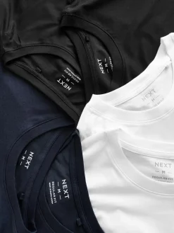 Next White/Black/Navy Regular Fit Essential Cotton T-Shirts 6 Pack^ Nightwear|Loungewear