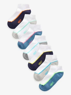 Next White/Blue Cushioned Footbed Trainer Socks 7 Pack^BOY Socks & Tights|Socks & Tights