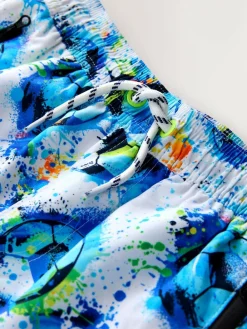 Clearance Next White/Blue Football Printed Swim Shorts (3-16yrs)