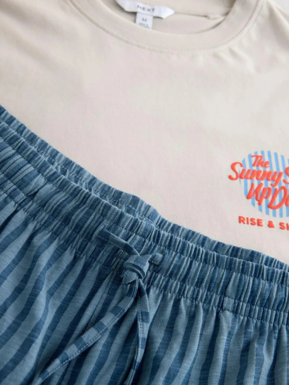 Hot Next Graphic Short Sleeve Jersey Pyjamas Set White/Blue