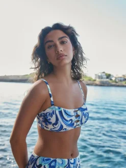 Sale Next White/Blue Porcelain Non Wired Bandeau Bikini Top