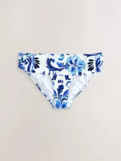 Next White/Blue Porcelain Roll Top Bikini Bottoms^Women Swimwear