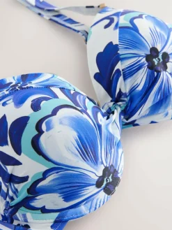 Next White/Blue Porcelain Shaping Padded Wired Bikini Top^Women Swimwear