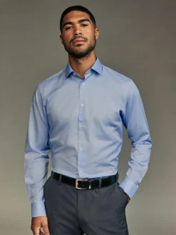 Next Slim Fit Easy Care Textured Single Cuff Smart Shirts 3 Pack^ Shirts