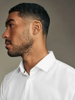 Next Slim Fit Easy Care Textured Single Cuff Smart Shirts 3 Pack^ Shirts