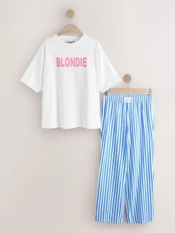 Next White/Blue Stripe Blondie Short Sleeve Pyjamas^Women Pyjamas