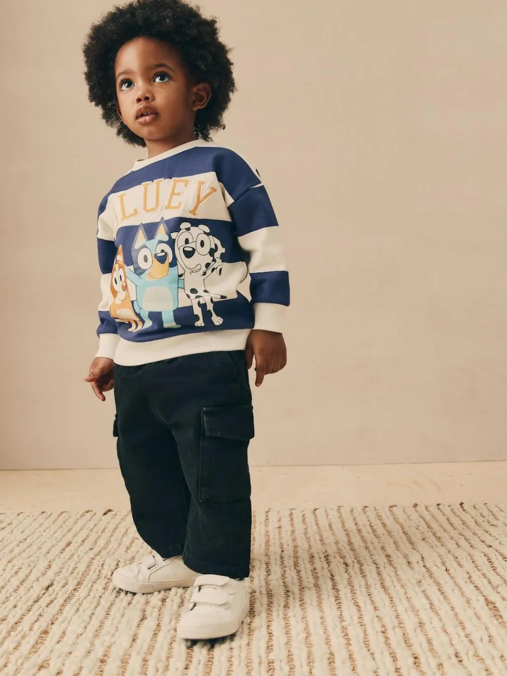 Next White/Blue Stripe Bluey Crew Neck Cotton Sweatshirt (12mths-8yrs)^BOY Sweatshirts & Hoodies