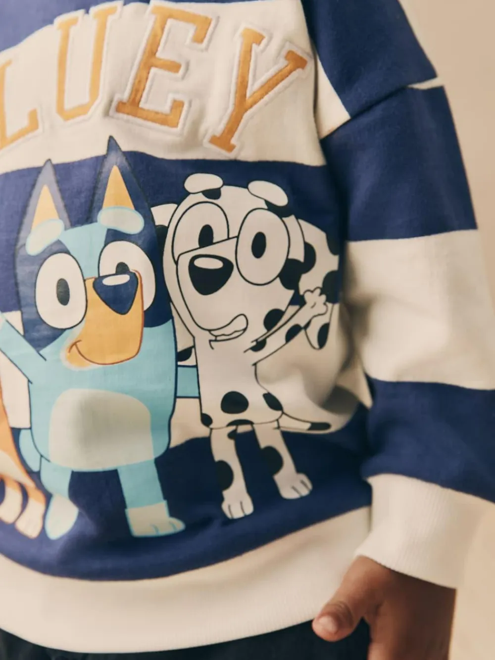 Next White/Blue Stripe Bluey Crew Neck Cotton Sweatshirt (12mths-8yrs)^BOY Sweatshirts & Hoodies