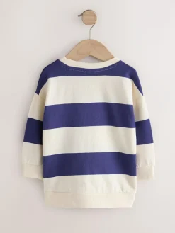 Next White/Blue Stripe Bluey Crew Neck Cotton Sweatshirt (12mths-8yrs)^BOY Sweatshirts & Hoodies
