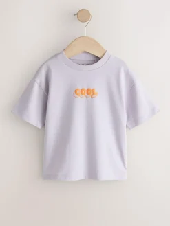 Next Small Short Sleeve Graphic T-Shirts 5 Pack (3mths-7yrs) White/Blue/Green/Black/Purple