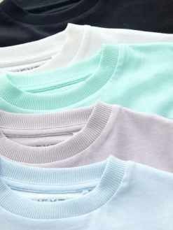 Next Small Short Sleeve Graphic T-Shirts 5 Pack (3mths-7yrs) White/Blue/Green/Black/Purple