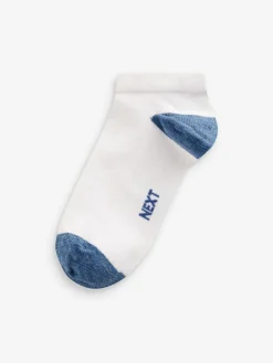 Next White/Blue/Grey Heel And Toe Cotton Rich Trainer Socks 7 Pack