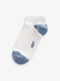 Next White/Blue/Grey Heel And Toe Cotton Rich Trainer Socks 7 Pack