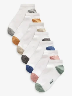 Best Next White/Bright Heel and Toe Cotton Rich Trainer Socks 7 Pack