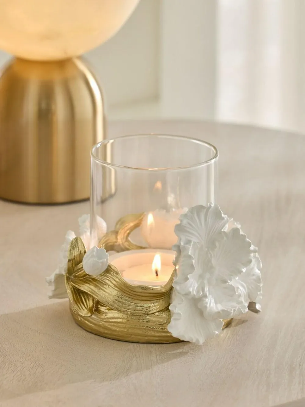 Next White/Gold Floral Tea Light Holder^ Candle Holders & Lanterns