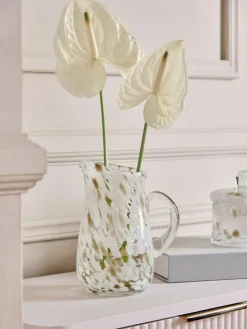 New Next White/Gold Jug Confetti Glass Flower Vase
