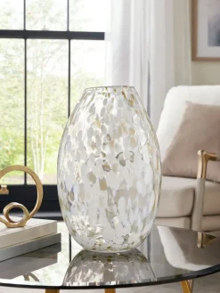 Next White/Gold Large Confetti Glass Flower Vase^ Vases