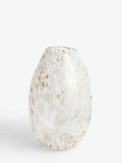 Next White/Gold Large Confetti Glass Flower Vase^ Vases