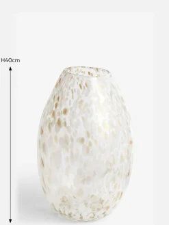Next White/Gold Large Confetti Glass Flower Vase^ Vases