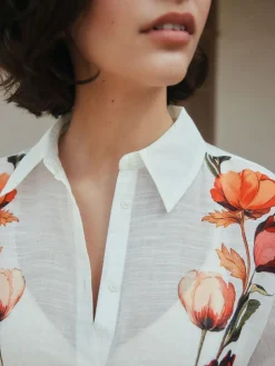 Next White/Green Beach Cover-Up Shirt