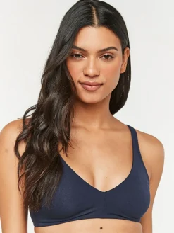 Outlet Next Non Pad Non Wire Cotton Blend Ultimate Comfort Bras 3 Pack White/Navy Blue/Pink