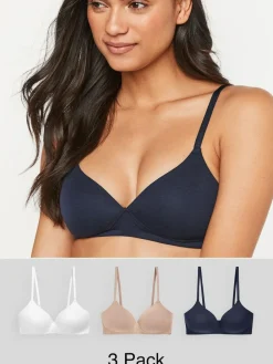 Next Pad Non Wire Cotton Blend Ultimate Comfort Bras 3 Pack^Women Bras