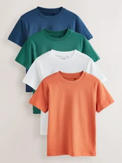 Next White/Navy/Green/Orange Regular Fit Short Sleeves T-Shirts 4 Pack (3-16yrs)