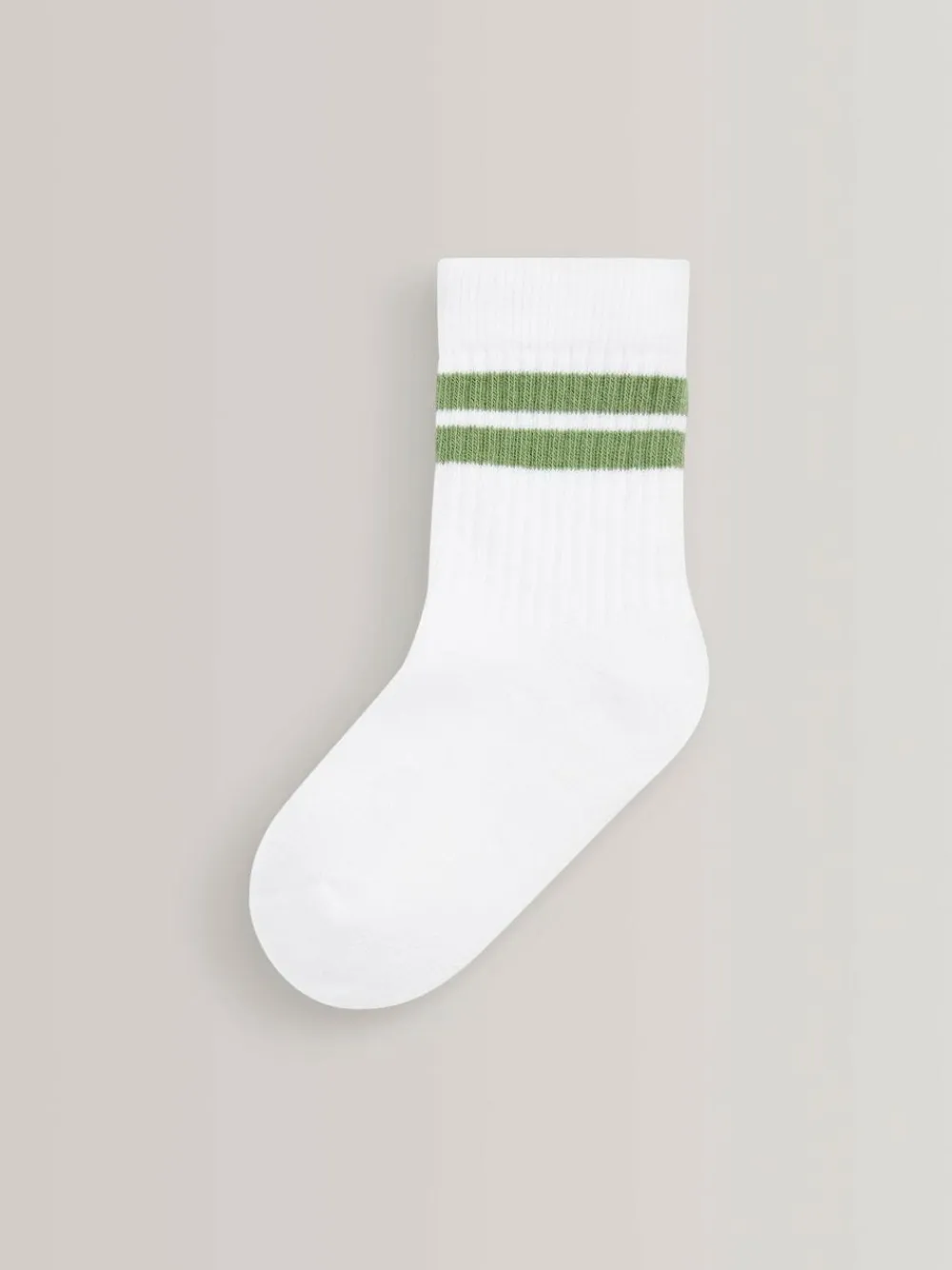 Next White/Neutrals Cushioned Footbed Cotton Rich Ribbed Tipped Socks 5 Pack