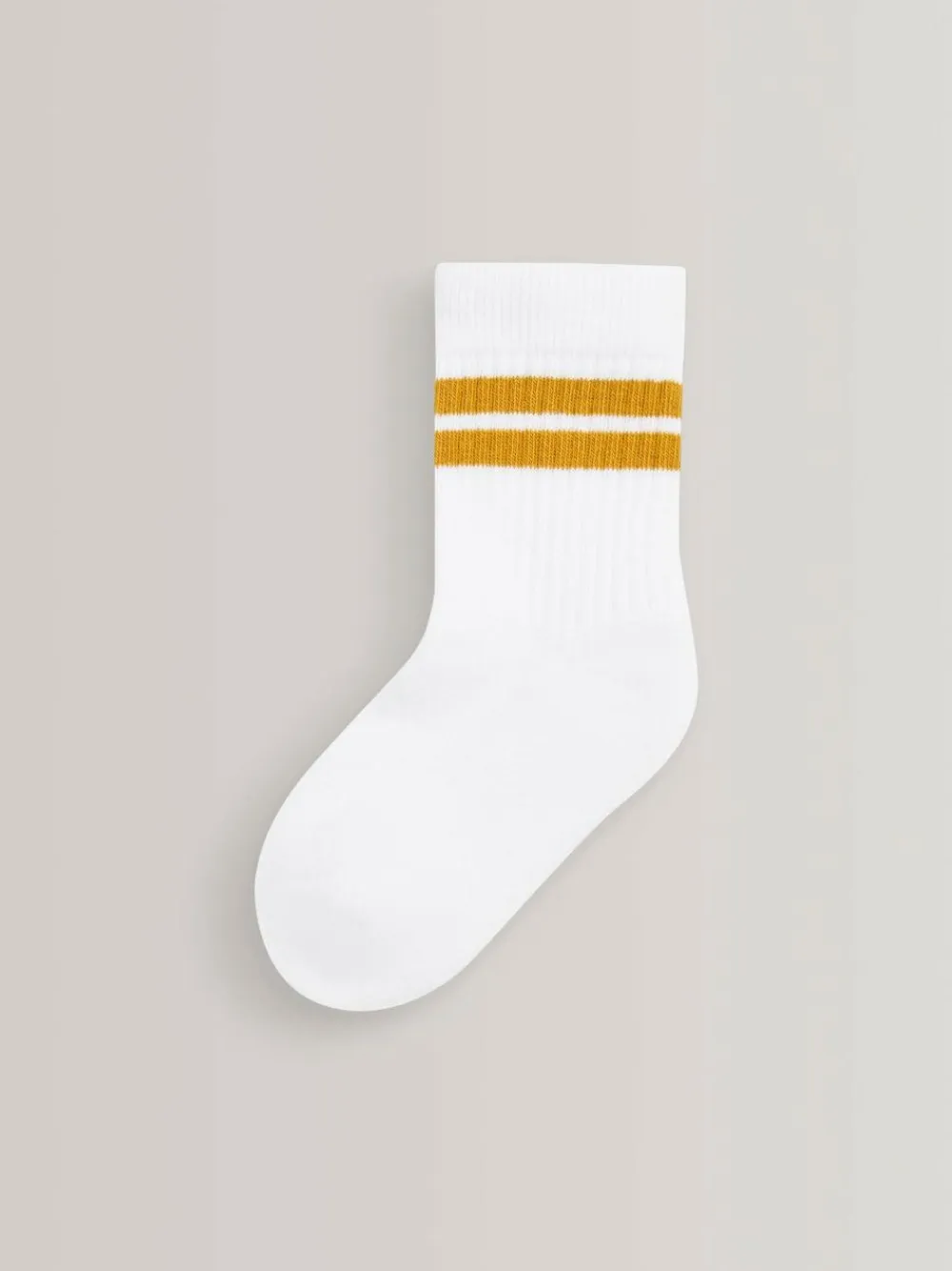 Next White/Neutrals Cushioned Footbed Cotton Rich Ribbed Tipped Socks 5 Pack