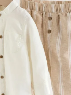 Online Next Shirt and Trousers Baby Set (0mths-3yrs) White/Orange Stripe