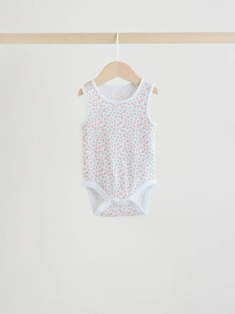 Best Next White/Pink 5 Pack Vest Baby Bodysuits