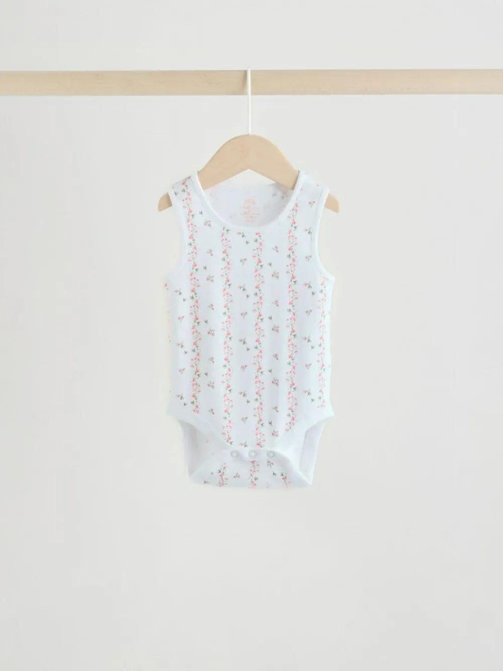 Best Next White/Pink 5 Pack Vest Baby Bodysuits