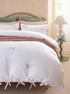 Next Bow Embroidered Duvet Cover and Pillowcase Set^ Bedsets & Duvet Covers