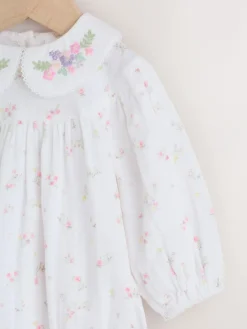 Clearance Next White/Pink Ditsy Baby Bloomer Rompers Set 2 Piece with Tights (0mths-3yrs)