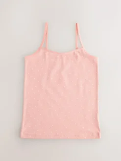 Clearance Next White/Pink Ditsy Printed Strappy Cami Vests 3 Pack (1.5-16yrs)