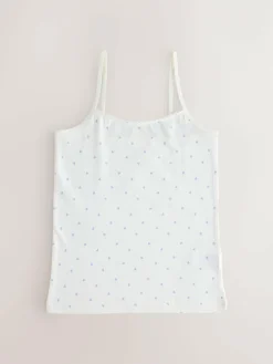 Clearance Next White/Pink Ditsy Printed Strappy Cami Vests 3 Pack (1.5-16yrs)