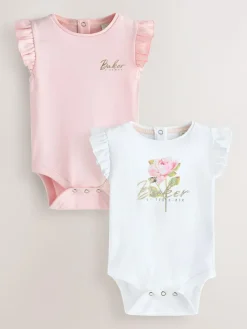 Baker by Ted Baker White/Pink Frill Bodysuits 2 Pack^ Bodysuits & Vests|Vests