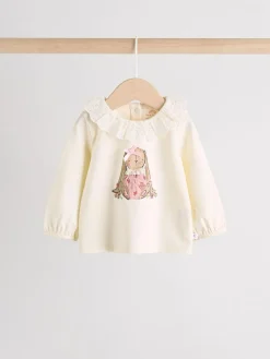 Next White/Pink/Bunny/Floral Baby Long Sleeve Top and Leggings Set (0mths-2yrs)