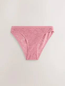 Next White/Pink/Praline Nude High Leg Comfort Bonded Lace Knickers 7 Pack^Women Panties